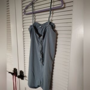 Zara Seafoam Green 100% Cotton Romper Pockets Size Small